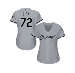Women's Chicago White Sox #72 Carlton Fisk Grey Road Stitched MLB Jersey