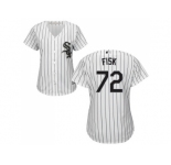 Women's Chicago White Sox #72 Carlton Fisk White(Black Strip) Home Stitched MLB Jersey