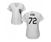 Women's Chicago White Sox #72 Carlton Fisk White(Black Strip) Home Stitched MLB Jersey