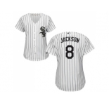 Women's Chicago White Sox #8 Bo Jackson White(Black Strip) Home Stitched MLB Jersey