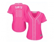 Women's Majestic Chicago White Sox #10 Ron Santo Replica Pink Fashion Cool Base MLB Jersey