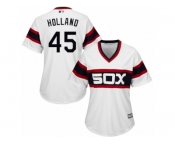 Women's Majestic Chicago White Sox #45 Derek Holland Authentic White 2013 Alternate Home Cool Base MLB Jersey
