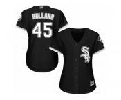 Women's Majestic Chicago White Sox #45 Derek Holland Replica Black Alternate Home Cool Base MLB Jersey