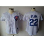 MLB Women Jerseys Chicago Cubs #22 pena White[blue strip]
