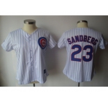 MLB Women Jerseys Chicago Cubs #23 sandberg White[blue strip]