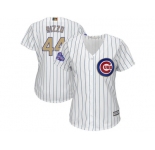 Women Chicago Cubs #44 Anthony Rizzo White 2017 Gold Program Cool Base Stitched MLB Jersey