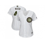 Women Chicago Cubs #44 Anthony Rizzo White(Blue Strip) 2018 Memorial Day Cool Base Stitched MLB Jersey