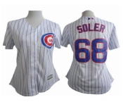 Women Cubs #68 Jorge Soler White(Blue Strip) Fashion Stitched Baseball