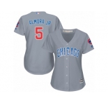 Women Majestic Chicago Cubs #5 Albert Almora Jr Authentic Grey Road MLB Jersey