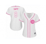 Women Majestic Chicago Cubs #8 Ian Happ Replica White Fashion MLB Jersey