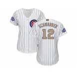 Women's Chicago Cubs #12 Kyle Schwarber White(Blue Strip) 2017 Gold Program Cool Base Stitched MLB Jersey