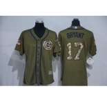 Women's Chicago Cubs #17 Kris Bryant Authentic Green Salute to Service MLB Jersey