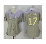 Women's Chicago Cubs #17 Kris Bryant Grey 2017 Gold Program Cool Base Stitched MLB Jersey