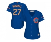 Women's Chicago Cubs #27 Addison Russell Blue 2017 Gold Program Cool Base Stitched MLB Jersey