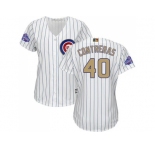 Women's Chicago Cubs #40 Willson Contreras White(Blue Strip) 2017 Gold Program Cool Base Stitched MLB Jersey