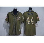 Women's Chicago Cubs #44 Anthony Rizzo Authentic Green Salute to Service MLB Jersey