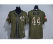 Women's Chicago Cubs #44 Anthony Rizzo Authentic Green Salute to Service MLB Jersey