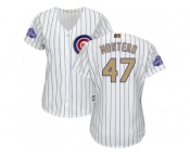 Women's Chicago Cubs #47 Miguel Montero White(Blue Strip) 2017 Gold Program Cool Base Stitched MLB Jersey