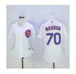 Women's Chicago Cubs #70 Joe Maddon Majestic White Home Cool Base Player Jersey