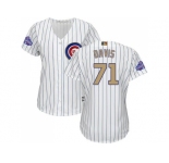 Women's Chicago Cubs #71 Wade Davis White(Blue Strip) 2017 Gold Program Cool Base Stitched MLB Jersey