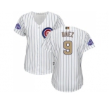 Women's Chicago Cubs #9 Javier Baez White(Blue Strip) 2017 Gold Program Cool Base Stitched MLB Jersey