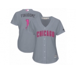 Women's Majestic Chicago Cubs #1 Kosuke Fukudome Authentic Grey Mother's Day Cool Base MLB Jersey