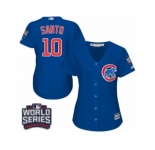 Women's Majestic Chicago Cubs #10 Ron Santo Authentic Royal Blue Alternate 2016 World Series Bound Cool Base MLB Jersey