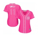 Women's Majestic Chicago Cubs #11 Drew Smyly Authentic Pink Fashion MLB Jersey