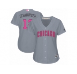 Women's Majestic Chicago Cubs #12 Kyle Schwarber Authentic Grey Mother's Day Cool Base MLB Jersey