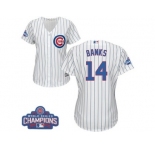 Women's Majestic Chicago Cubs #14 Ernie Banks Authentic White Home 2016 World Series Champions Cool Base MLB Jersey