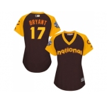 Women's Majestic Chicago Cubs #17 Kris Bryant Authentic Brown 2016 All-Star National League BP Cool Base MLB Jersey