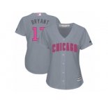 Women's Majestic Chicago Cubs #17 Kris Bryant Authentic Grey Mother's Day Cool Base MLB Jersey