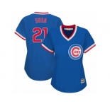 Women's Majestic Chicago Cubs #21 Sammy Sosa Authentic Royal Blue Cooperstown MLB Jersey