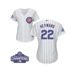 Women's Majestic Chicago Cubs #22 Jason Heyward Authentic White Home 2016 World Series Champions Cool Base MLB Jersey