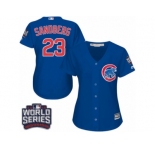 Women's Majestic Chicago Cubs #23 Ryne Sandberg Authentic Royal Blue Alternate 2016 World Series Bound Cool Base MLB Jersey