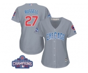 Women's Majestic Chicago Cubs #27 Addison Russell Authentic Grey Road 2016 World Series Champions Cool Base MLB Jersey