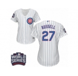 Women's Majestic Chicago Cubs #27 Addison Russell Authentic White Home 2016 World Series Bound Cool Base MLB Jersey
