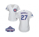 Women's Majestic Chicago Cubs #27 Addison Russell Authentic White Home 2016 World Series Champions Cool Base MLB Jersey