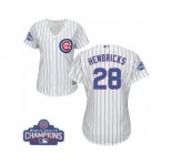Women's Majestic Chicago Cubs #28 Kyle Hendricks Authentic White Home 2016 World Series Champions Cool Base MLB Jersey
