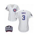 Women's Majestic Chicago Cubs #3 David Ross Authentic White Home 2016 World Series Bound Cool Base MLB Jersey