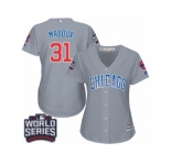 Women's Majestic Chicago Cubs #31 Greg Maddux Authentic Grey Road 2016 World Series Bound Cool Base MLB Jersey