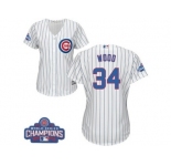 Women's Majestic Chicago Cubs #34 Kerry Wood Authentic White Home 2016 World Series Champions Cool Base MLB Jersey
