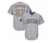 Women's Majestic Chicago Cubs #37 Brett Anderson Authentic Gray 2017 Gold Champion MLB Jersey