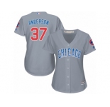 Women's Majestic Chicago Cubs #37 Brett Anderson Replica Grey Road MLB Jersey