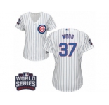Women's Majestic Chicago Cubs #37 Travis Wood Authentic White Home 2016 World Series Bound Cool Base MLB Jersey