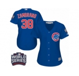 Women's Majestic Chicago Cubs #38 Carlos Zambrano Authentic Royal Blue Alternate 2016 World Series Bound Cool Base MLB Jersey