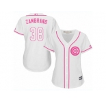 Women's Majestic Chicago Cubs #38 Carlos Zambrano Replica White Fashion MLB Jersey