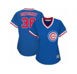 Women's Majestic Chicago Cubs #38 Mike Montgomery Authentic Royal Blue Cooperstown MLB Jersey