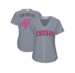 Women's Majestic Chicago Cubs #40 Willson Contreras Authentic Grey Mother's Day Cool Base MLB Jersey