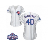 Women's Majestic Chicago Cubs #40 Willson Contreras Authentic White Home 2016 World Series Champions Cool Base MLB Jersey